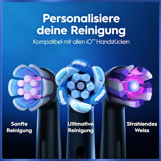 Oral-B iO5 Zahnbürste e mit Verpackung, die 5 Putzmodi fÃ¼r eine personalisierte Reinigung hervorhebt.