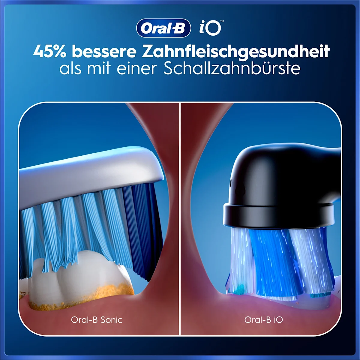 Oral-B iO5 Zahnbürste e mit Verpackung, die 5 Putzmodi für eine personalisierte Reinigung hervorhebt.