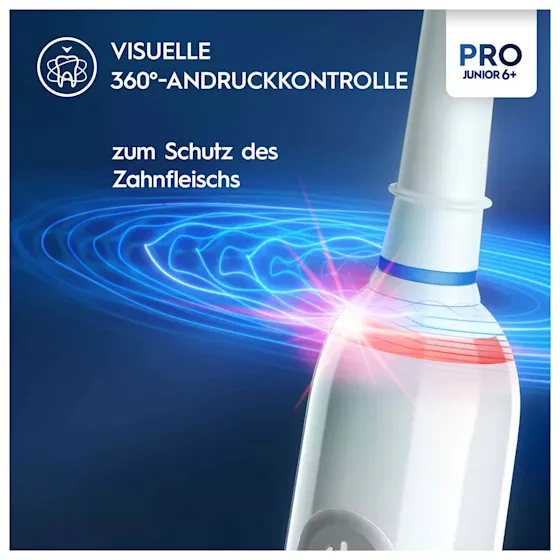 Oral-B Star Wars Mandalorian Pro Junior 6+ Zahnbürste, mit Verpackung und dem Hinweis "Von Zahnärzten weltweit am häufigsten verwendet". 
