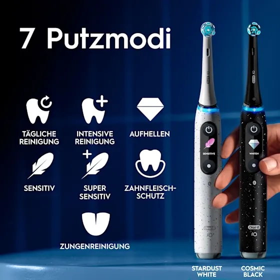 Oral-B iO Series 10 Plus Edition Elektrische Zahnbürste/Electric Toothbrush, inkl. 3 Aufsteckbürsten, 7 Putzmodi für Zahnpflege, Lade-Reise-Etui, Designed by Braun, Cosmic Black