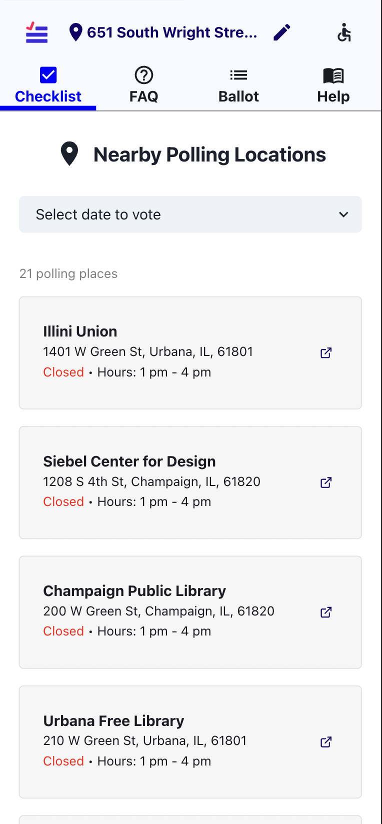 Brink Polling Locations Mobile View