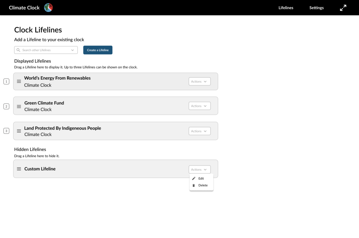 Climate Clock Lifeline Customization