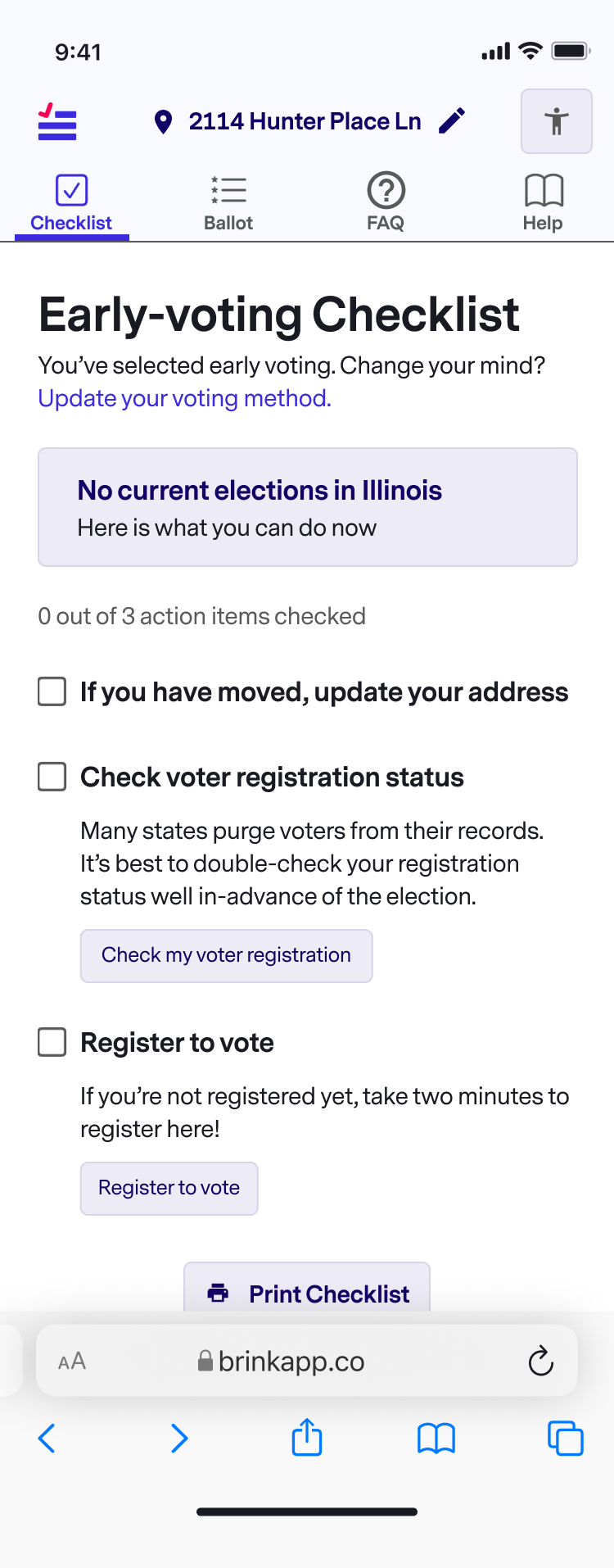 Brink Voting Checklist Mobile View
