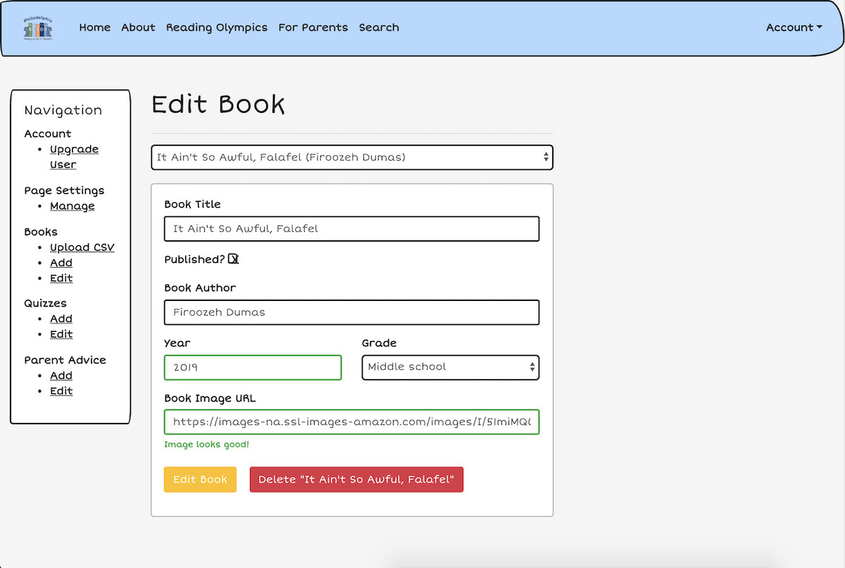 Philadelphia READS Feature - Manage Books and Quizzes