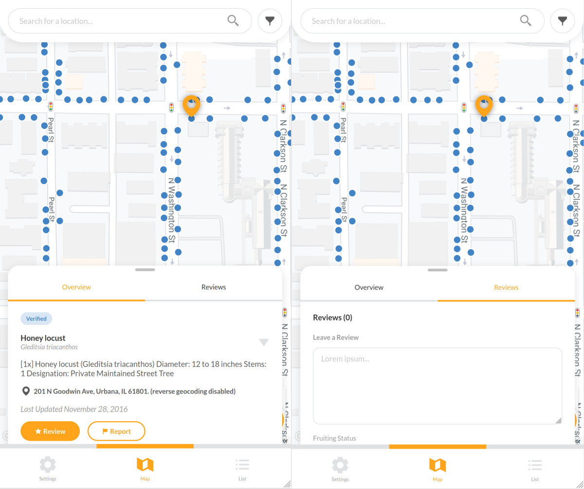 Falling Fruit Feature - Mobile Location Information + Review