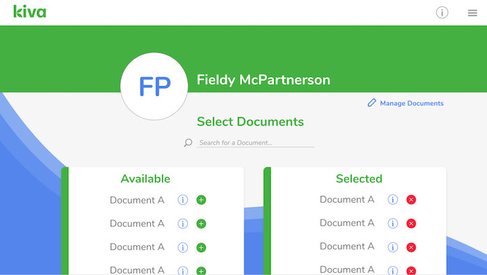 Kiva Portfolio Tool Feature - Document Selection Page