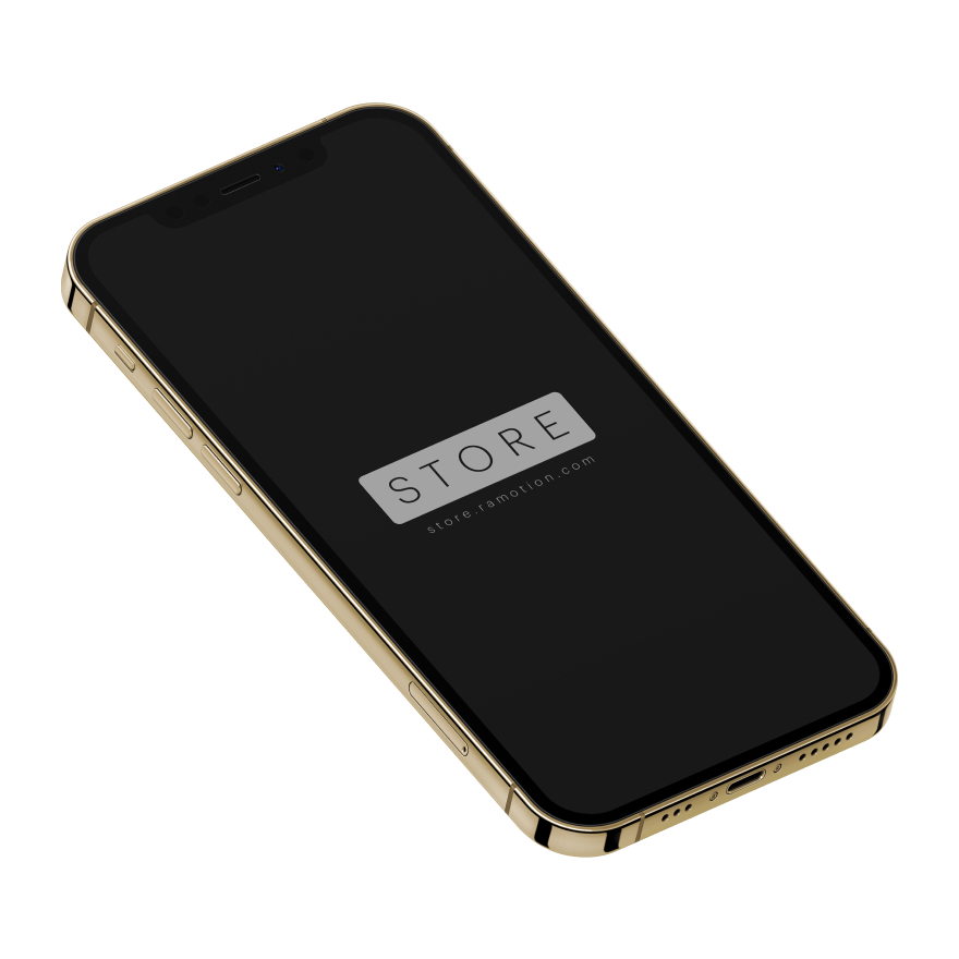 iPhone 12 Pro Gold Isometric PSD Mockup