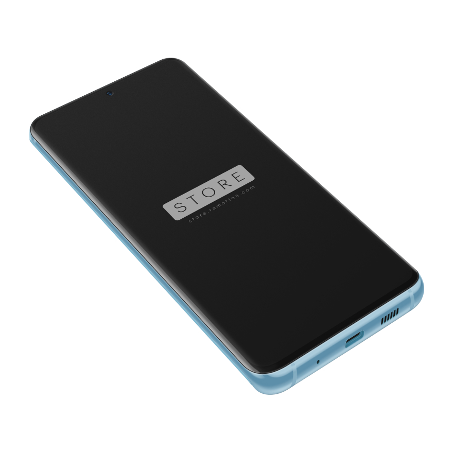 Samsung S20 Galaxy Realistic Blue Perspective PSD Mockup