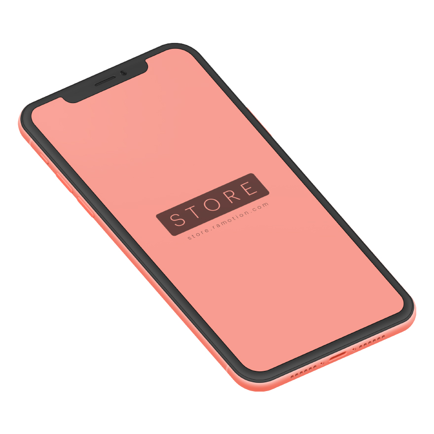 iPhone XR Coral Isometric Mockup