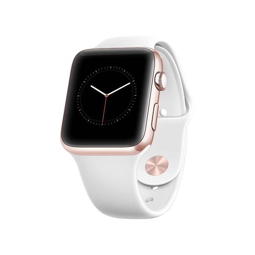 Apple Watch Rose Gold Case White Sport Band Mockup