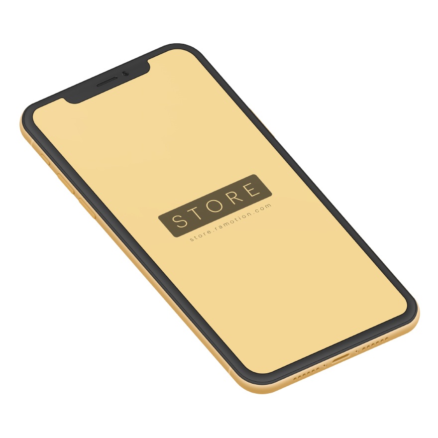 iPhone XR Yellow Isometric Mockup