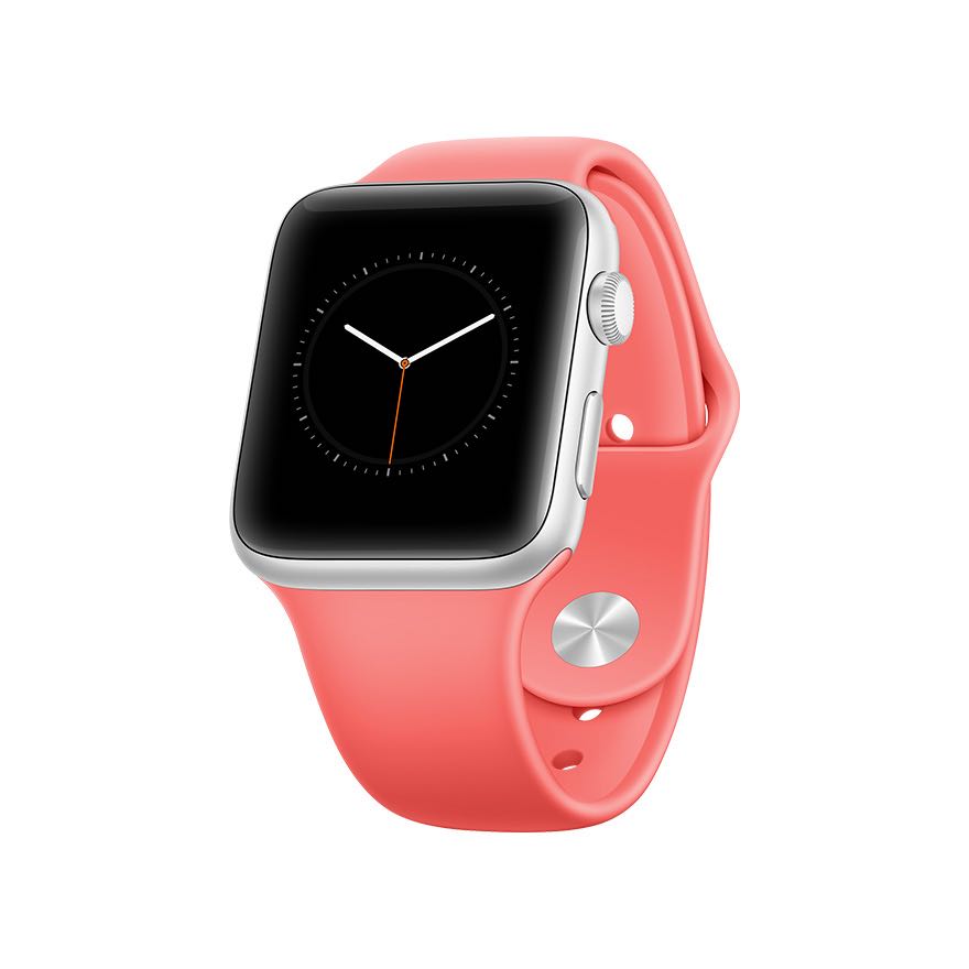 Apple Watch Silver Aluminum Case Red Sport Band Mockup