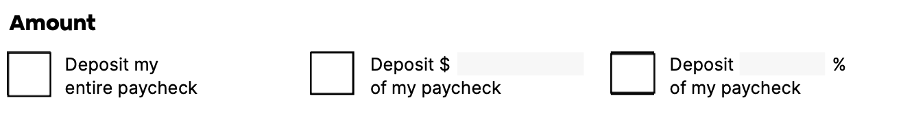 Direct Deposit Form Step 2 Screenshot