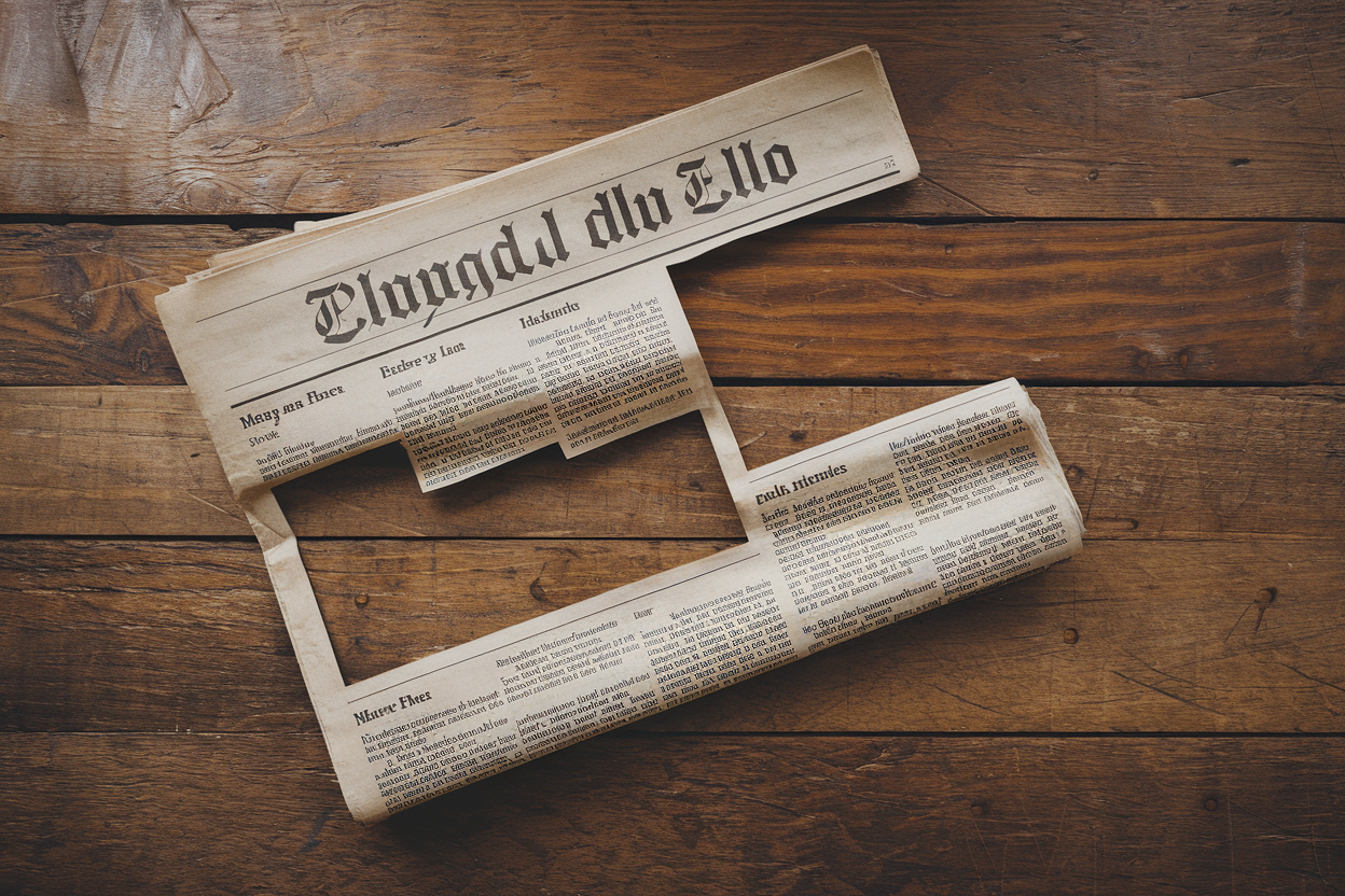 Newspaper with cutout portions