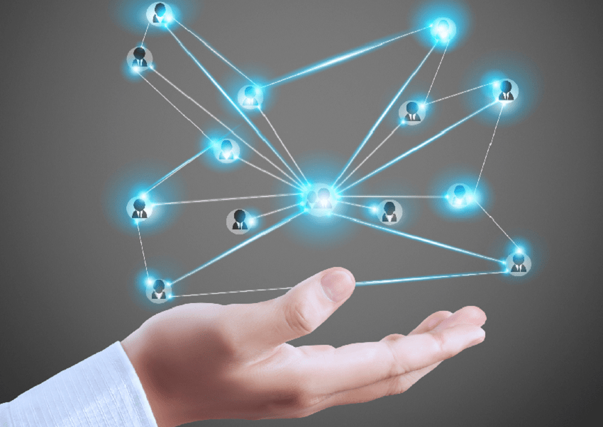 hand holding omnichannel data analytics graphic