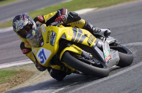 Motorcycle racer on track