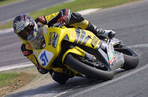 Motorcycle racer on track