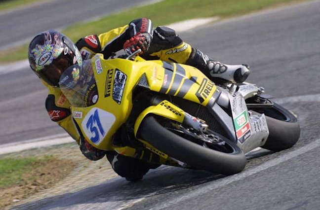 Motorcycle racer on track