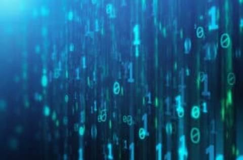 Abstract blue binary code background. Programming, coding, hacker, matrix concept. 3D Rendering