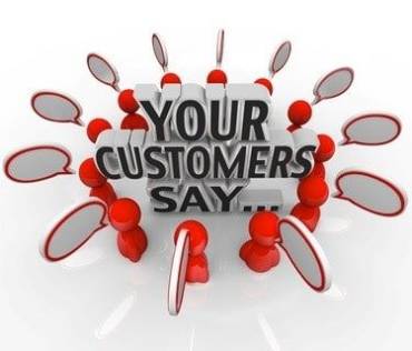 Text graphic saying "Your customers say..."