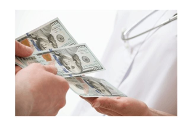 Person giving woman 100 dollar bills