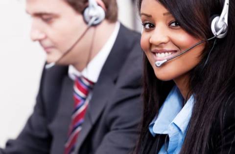 Smiling call center agents