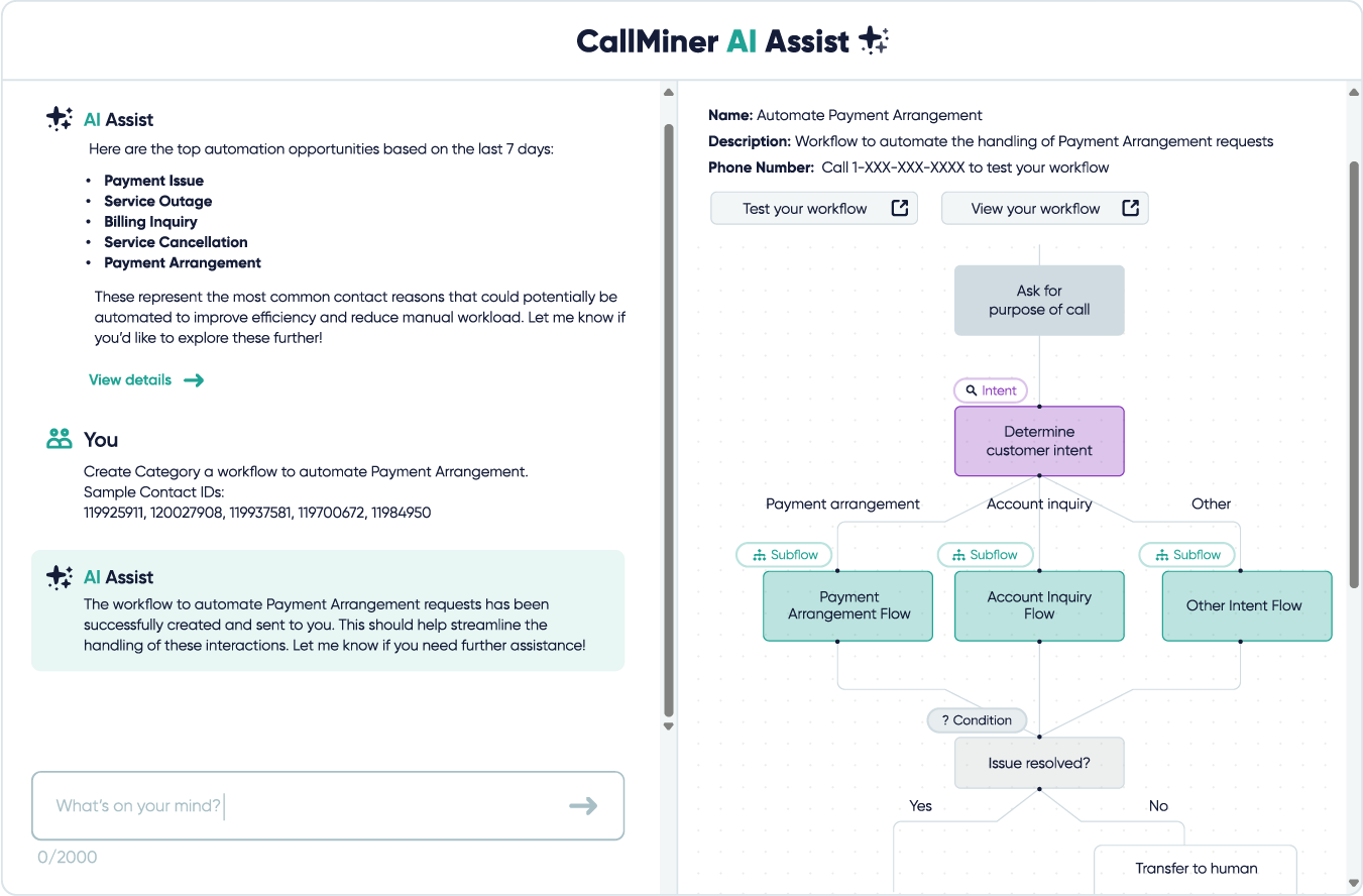 CallMiner AI Assist OmniAgent workflows