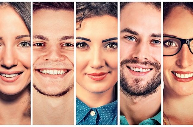 five smiling faces