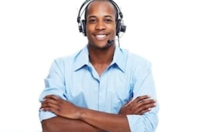 A man in a phone headset.