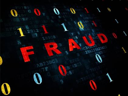 Cyber fraud on binary background