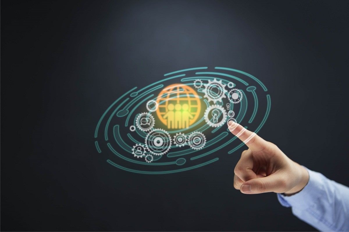 hand pointing to robotic process graphic