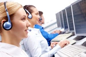 Call center agents busy working