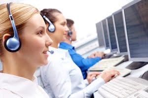 Call center agents busy working