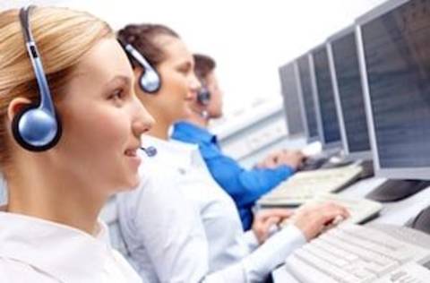 Call center agents busy working