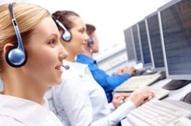 Call center agents busy working