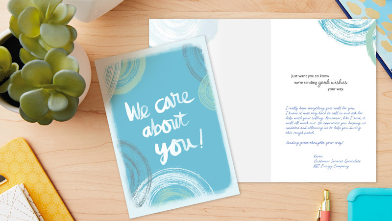 Utilities Customer Service Card Message