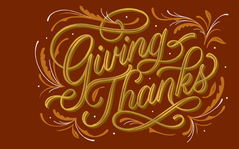 G giving thanks thanksgiving lettering