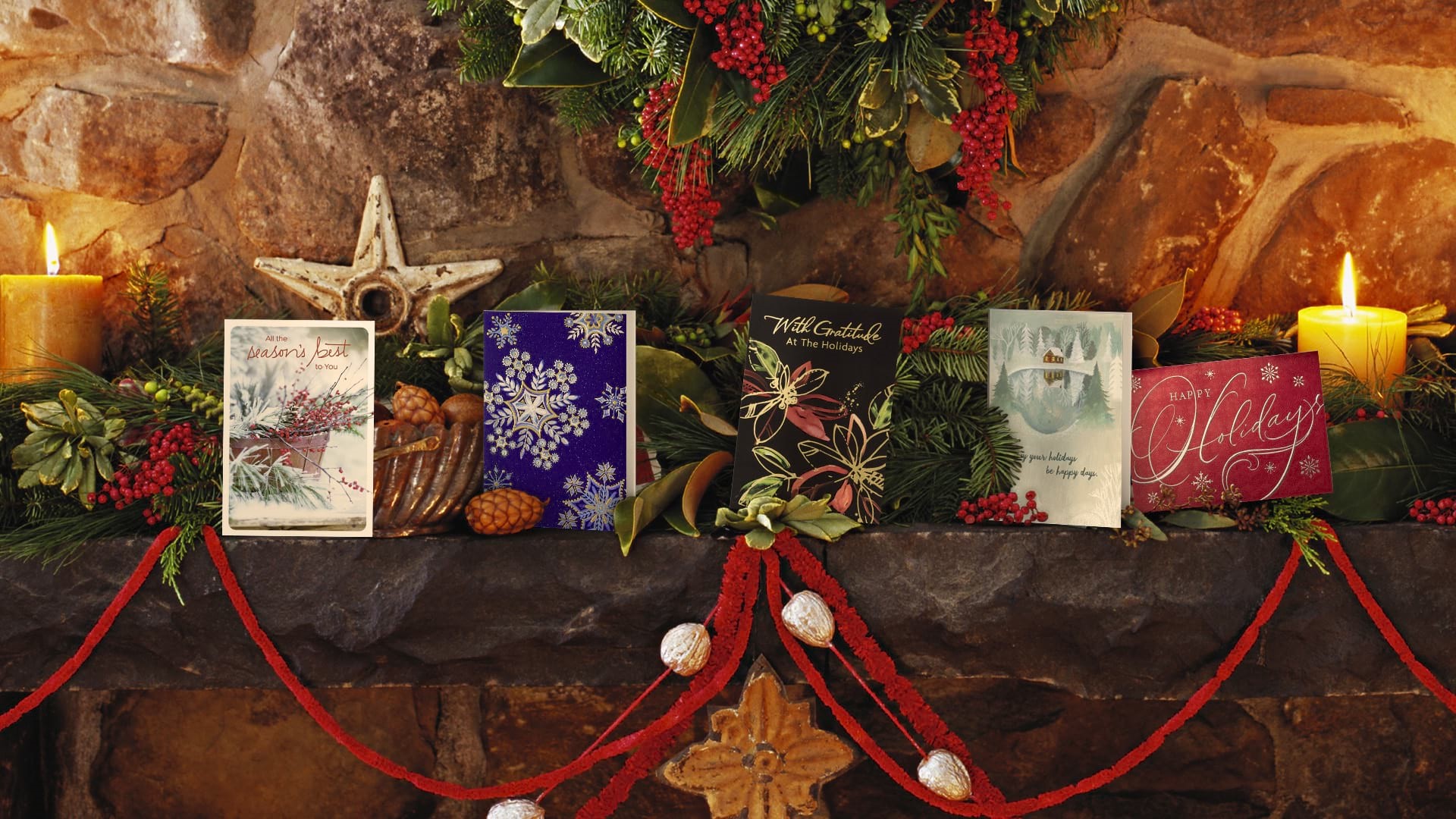 Holiday Cards on Mantel 2023 ARTICLE HERO IMAGE