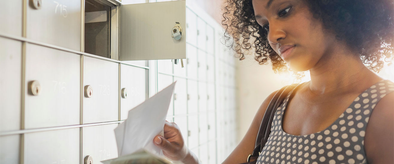 Woman With Mail Stock image