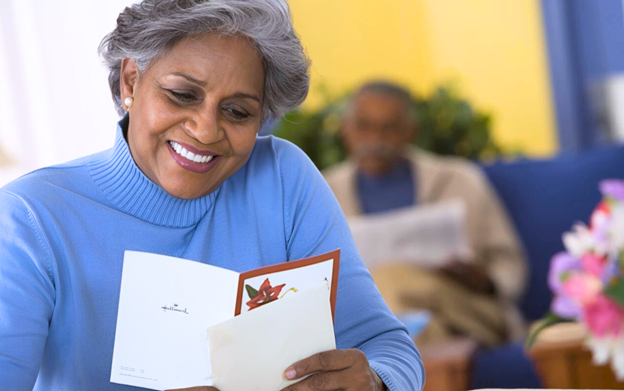 Older Woman with Card