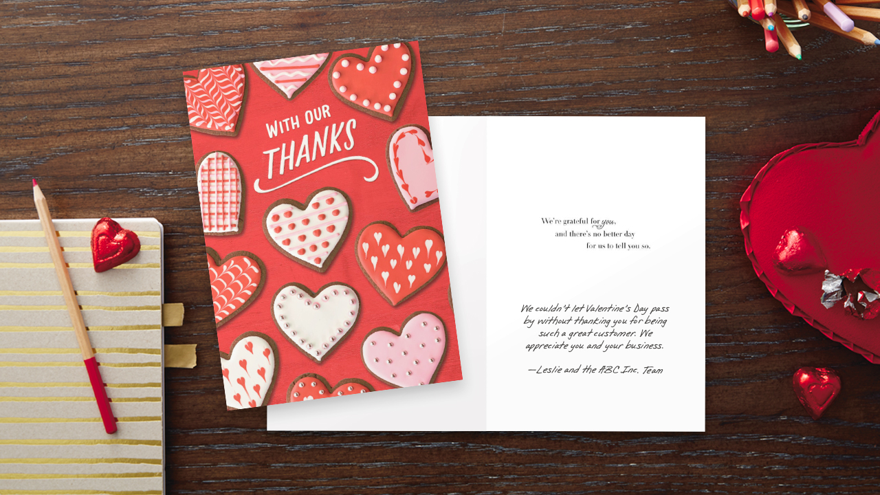 1HBC0345: Heart Cookies & Thanks Valentine’s Day Card