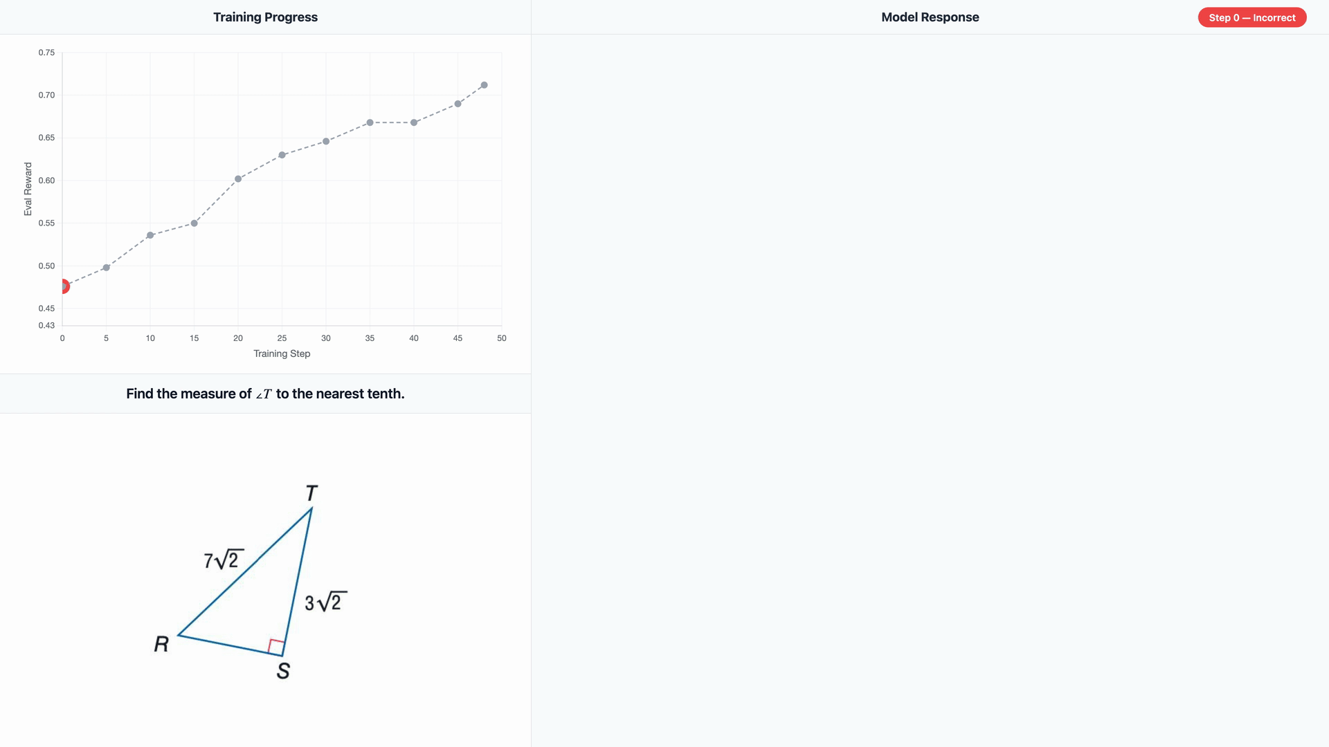  Example rollouts from Qwen3-VL 8B Instruct on Geometry-3k.
