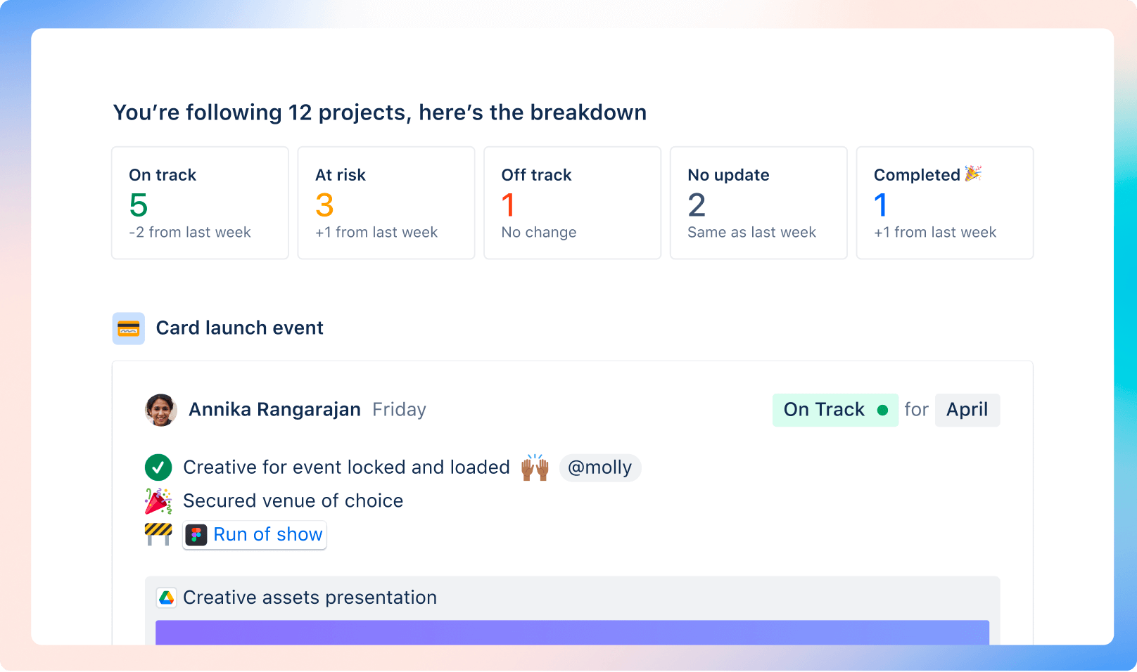 Jira Stakeholder Communication - Project Breakdown view