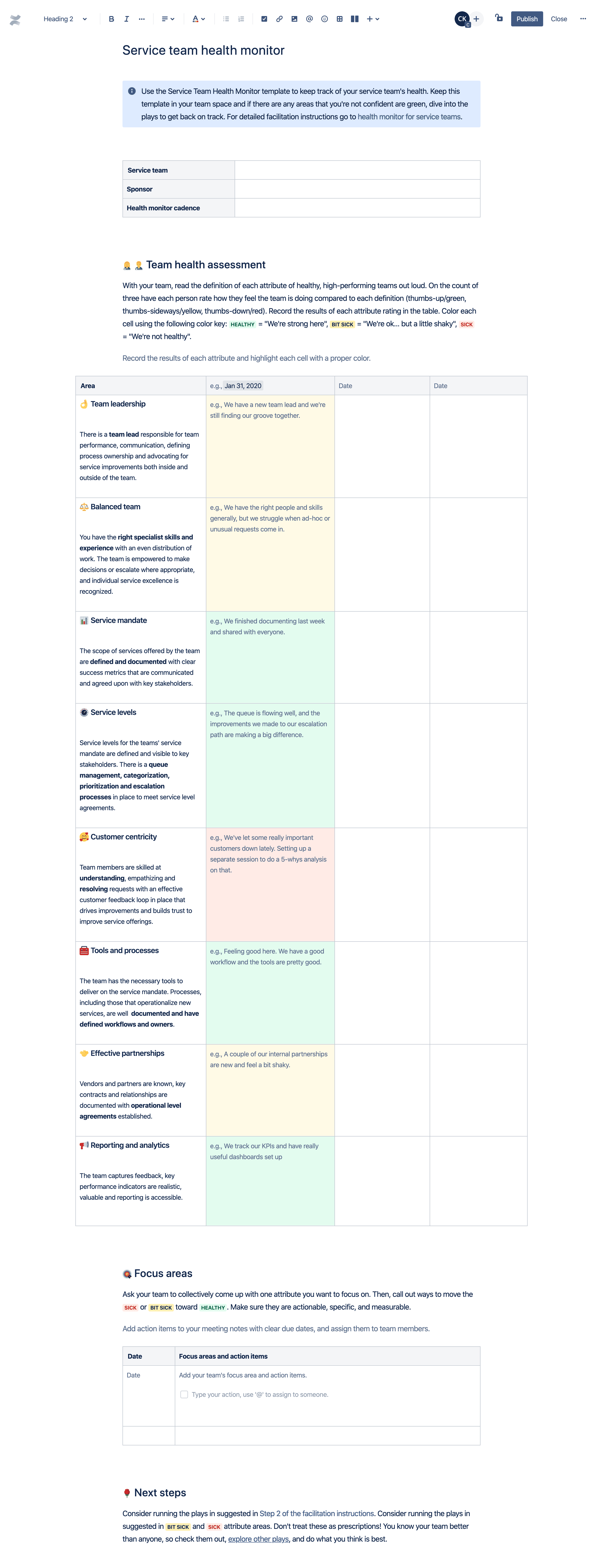 Service team health monitor preview.