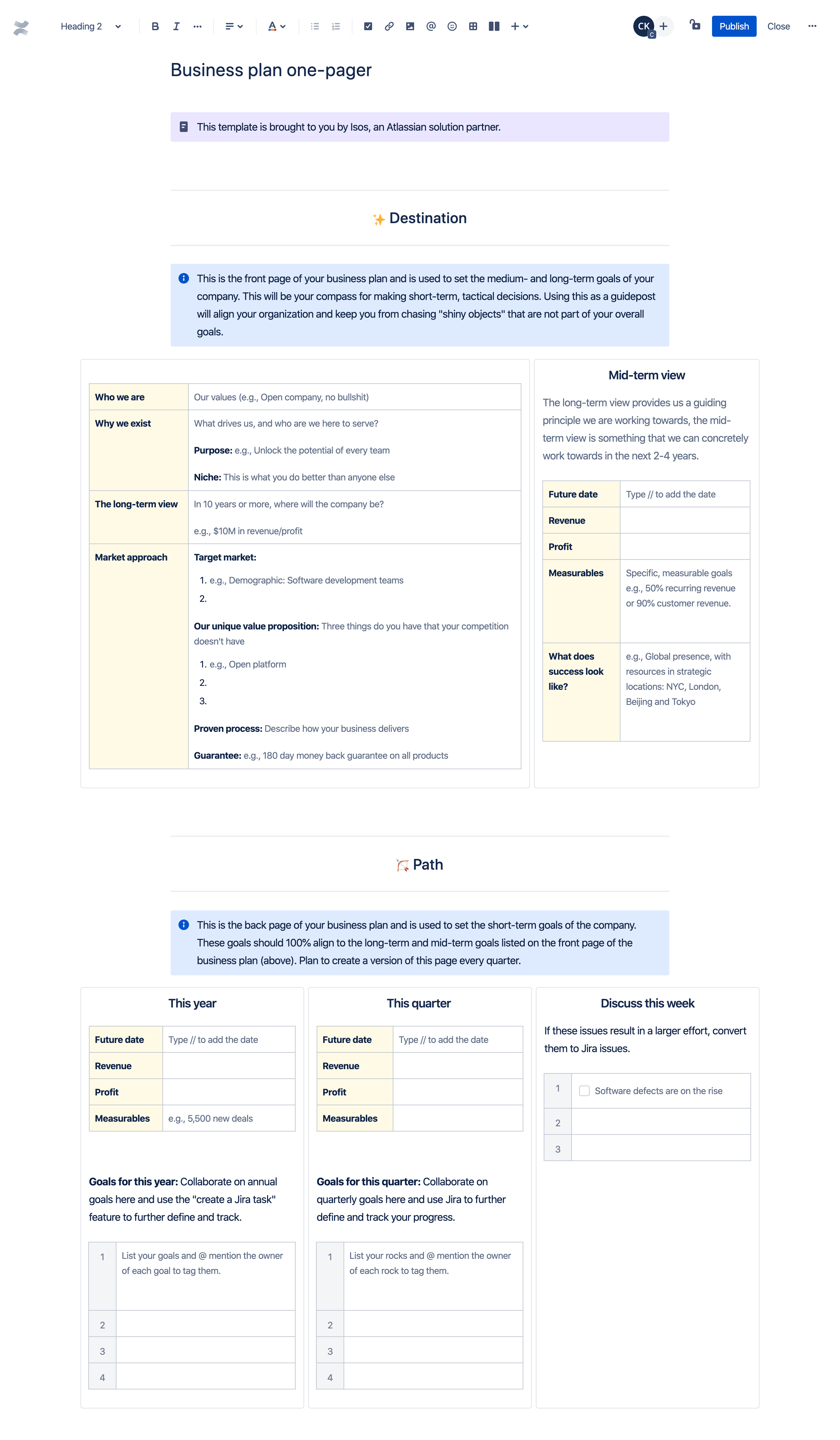 Business plan one-pager