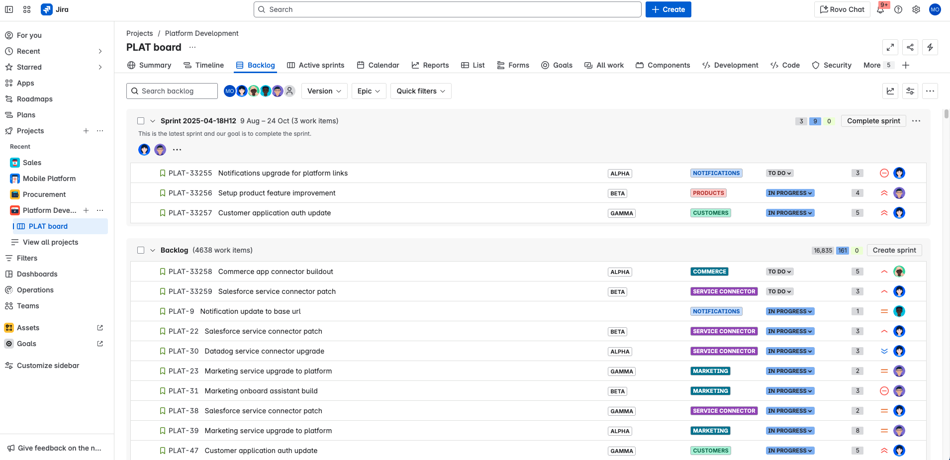 Preview of backlog in Jira Cloud
