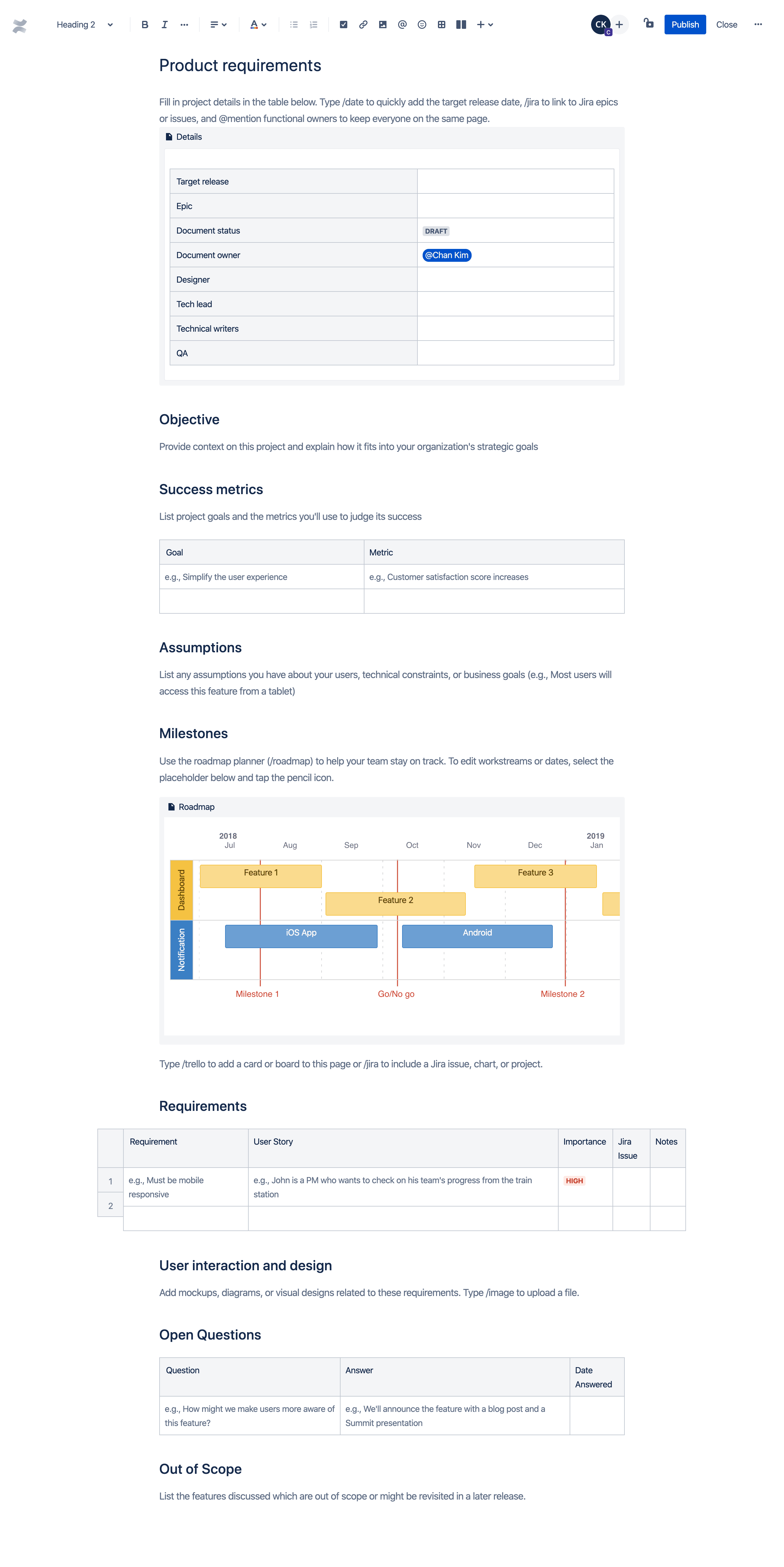 Product requirements