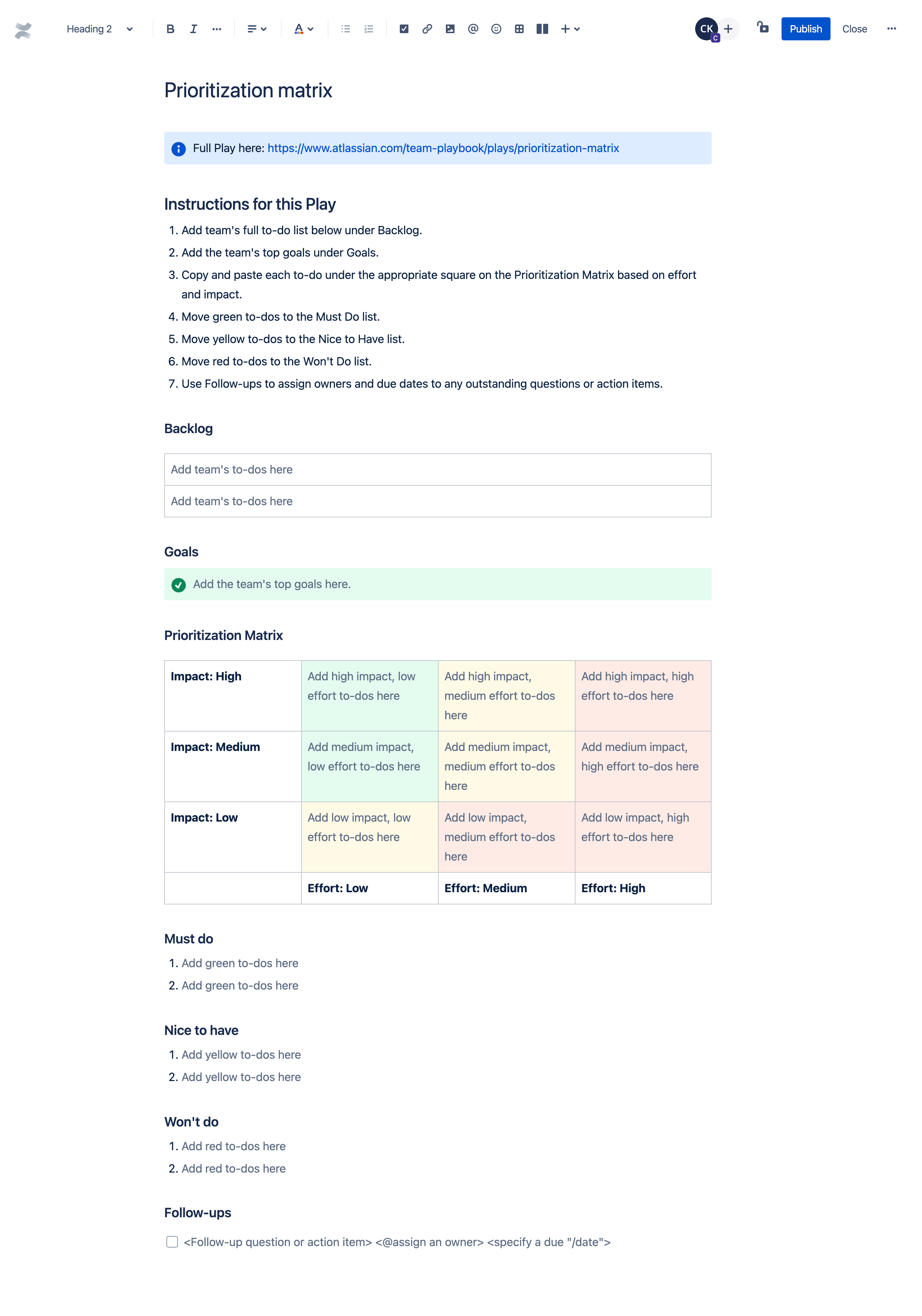 Prioritization matrix