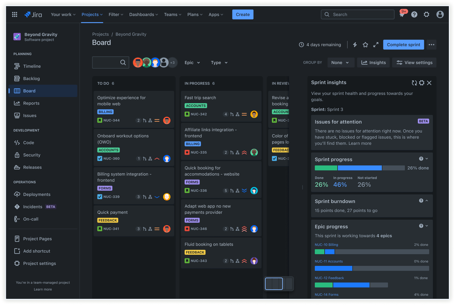 A preview of a Kanban board in Jira