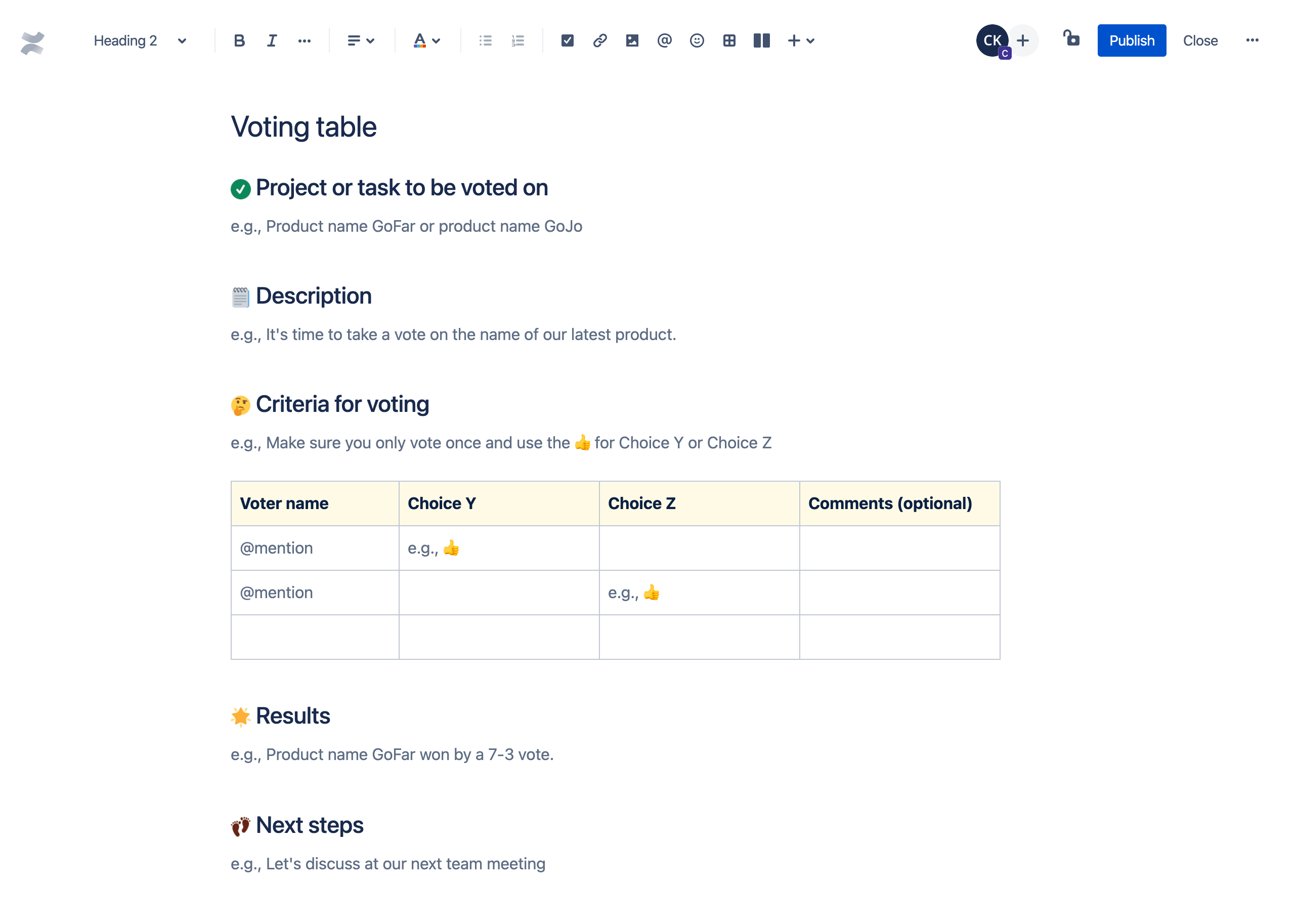 Voting table